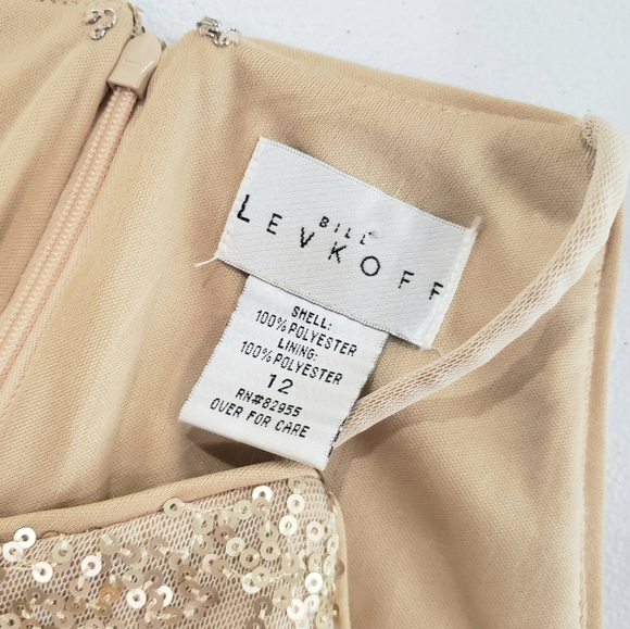 BILL LEVKOFF Sequin Net Gown Halter - Picture 11 of 11
